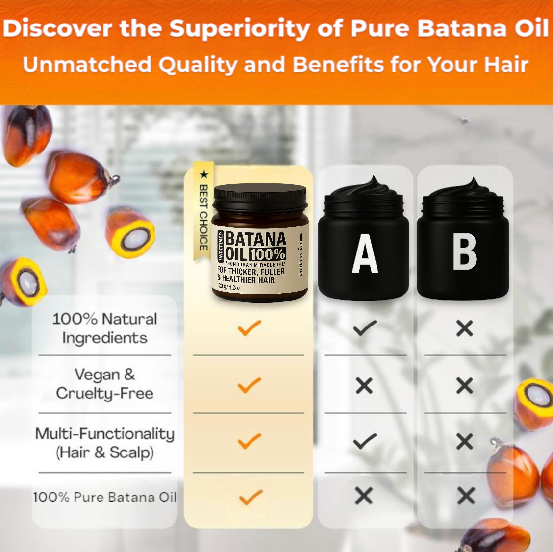 Natuvia 100% Unrefined Batana Oil