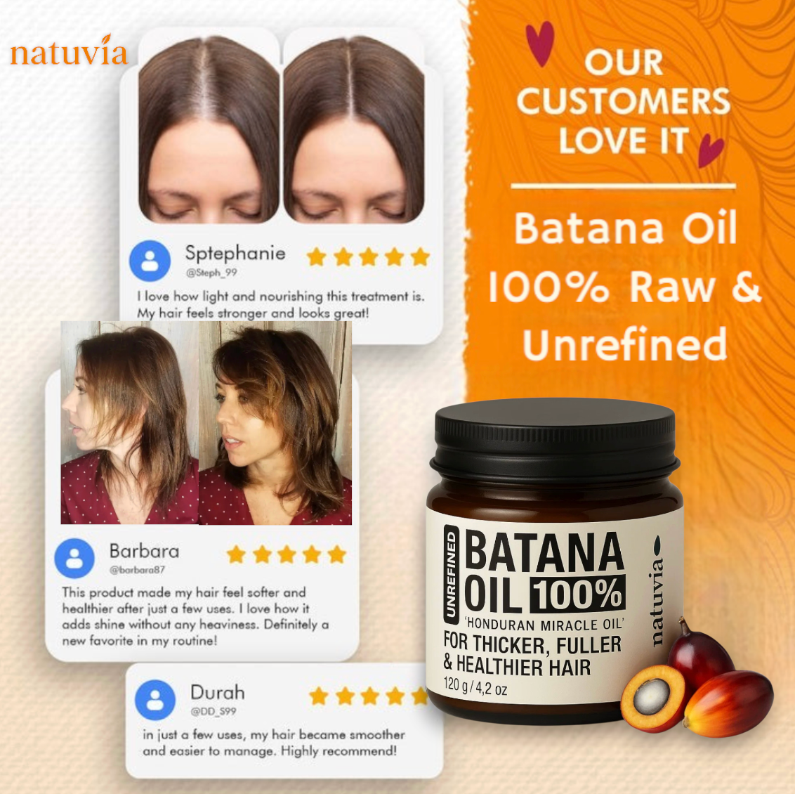 Natuvia 100% Unrefined Batana Oil